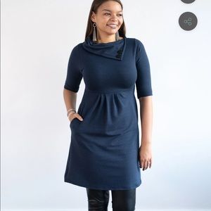 Buttercream Clothing Dulce Dress Navy Blue Size L Made in Canada 🇨🇦 NWOT